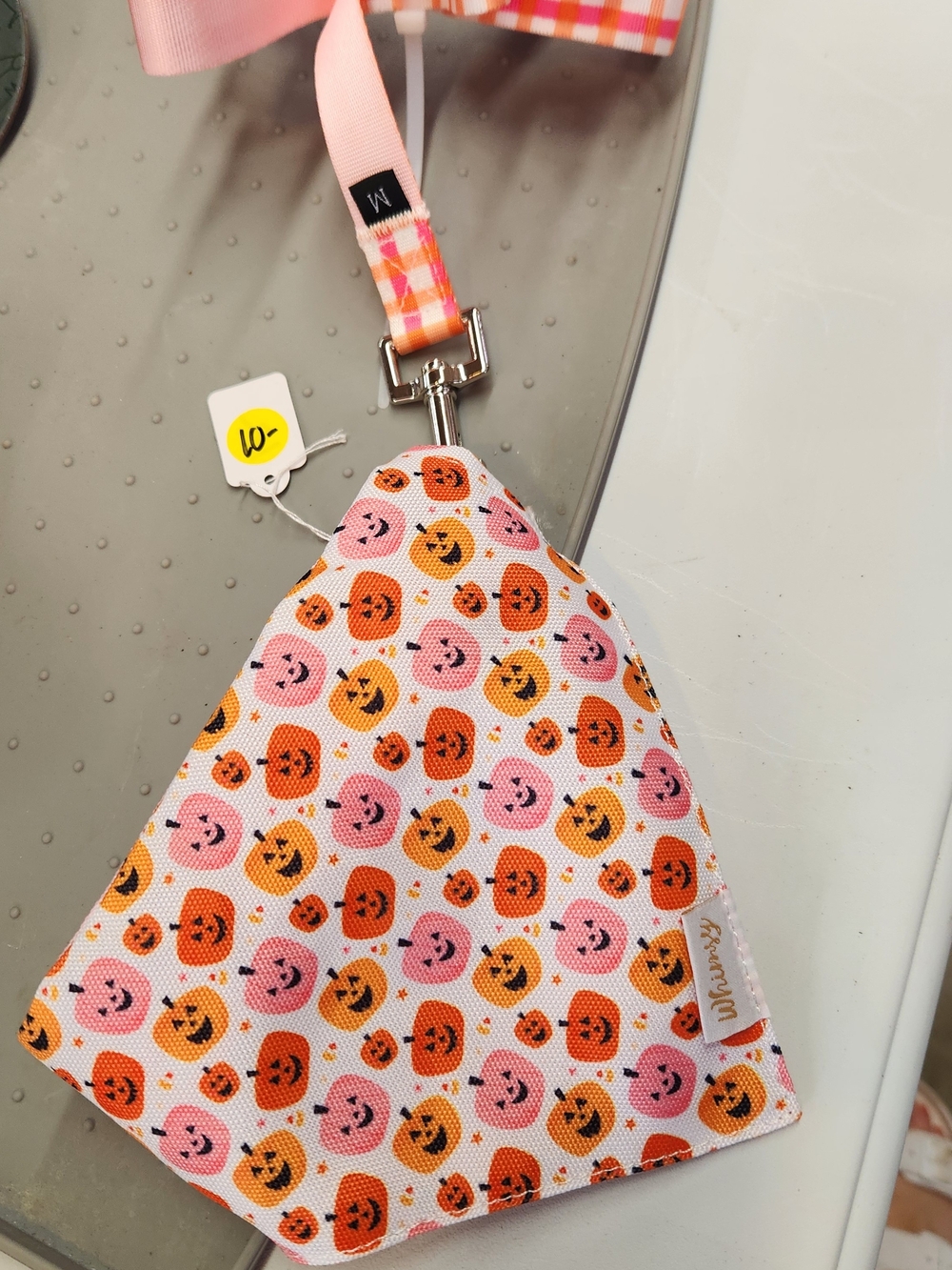 Halloween Pumpkin Print Dog Bandana Collar Combo - Pink & Orange